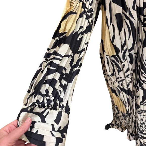 NWT Beulah Style Tiger Party Dress Women Pleated Maxi Dress Black/White Abstract - Picture 11 of 14